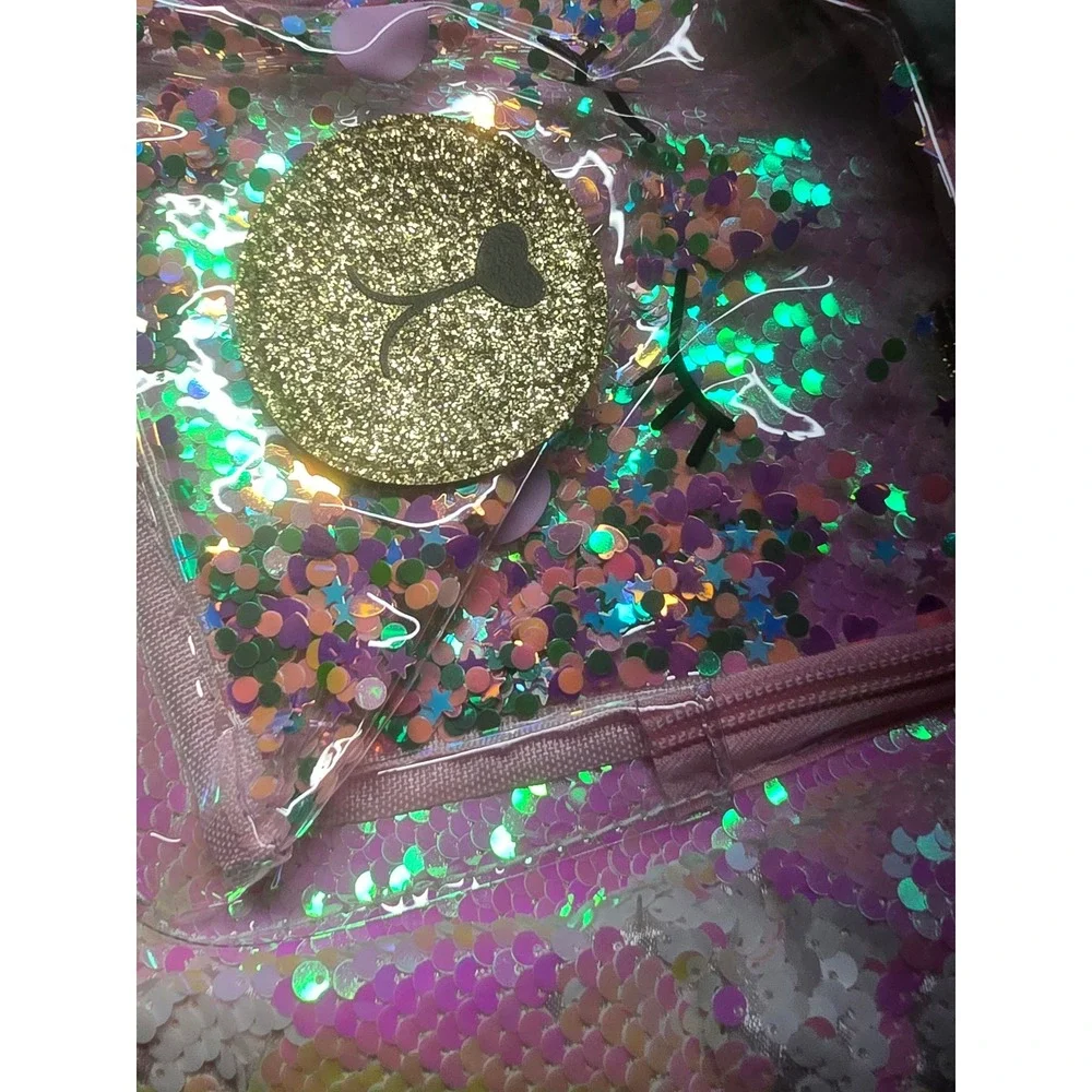 Cat & Jack Girls Pink Flip Sequin Bear Mini Backpack Confetti Pocket NWT